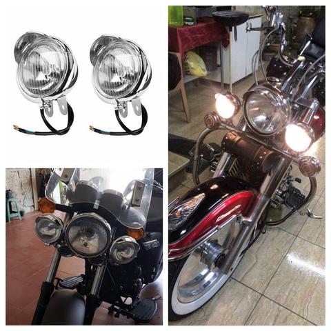 Luces antiniebla universales para motocicleta, Faro de 12V, Color cromo ABS ► Foto 1/6