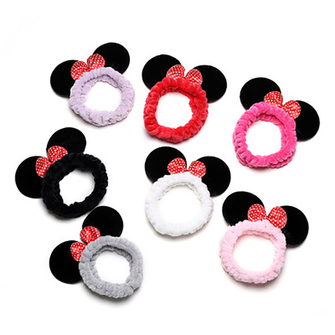 Diadema con orejas de Mickey y Minnie para niña y mujer, lazo