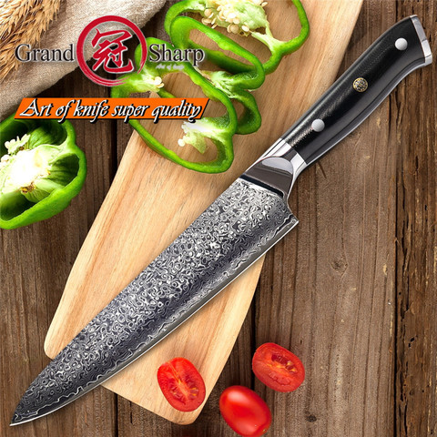 8 ''Damasco Chef cuchillo 67 capas japonés Damasco Acero inoxidable VG10 Core cuchillo de cocina G10 mango con caja de regalo Grandsharp ► Foto 1/6