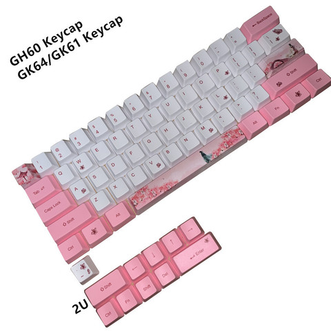 Sakura Keycap 60% PBT OEM Keycap conjunto Mechanische Toetsenbord keycap Voor GH60 RK61/ALT61/Annie /poker keycap GK61 GK64 ► Foto 1/6