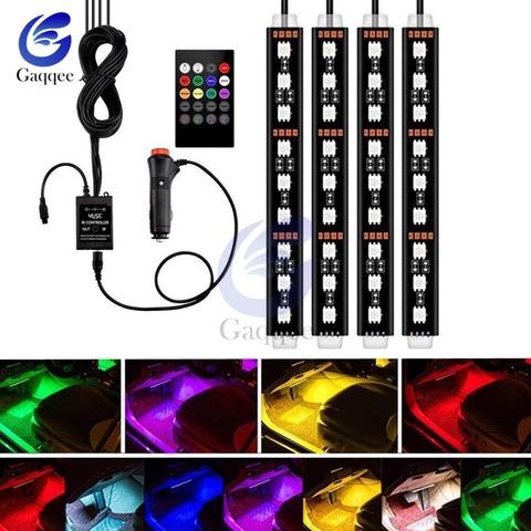 Auto Interni de Color RGB 9 LED Luz de tira Kit inalámbrico de música Control automático controlador 7 color para Auto atmósfera de fiesta ► Foto 1/6