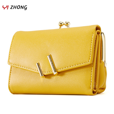 YIZHONG triple Cartera suave de mujer bolsos de cuero mujer Cartera titular de la tarjeta de bolsillo de la moneda de la cremallera embrague Cartera estilo Clutch para mujer ► Foto 1/6