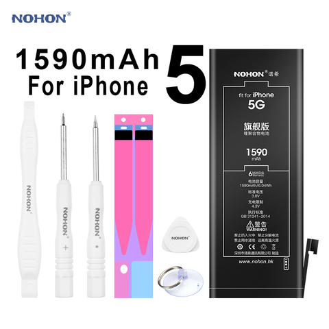 NOHON batería de repuesto para Apple iPhone 5 5g iPhone5 alta capacidad verdadera 3,8 V 1590 mAh li-polímero litio baterías con herramientas ► Foto 1/6