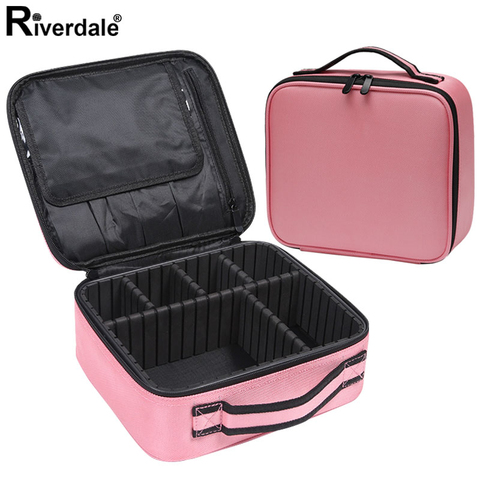 Bolsa de maquillaje portátil para mujer, organizador de viaje neceser, estuche de belleza para maquillaje profesional ► Foto 1/6