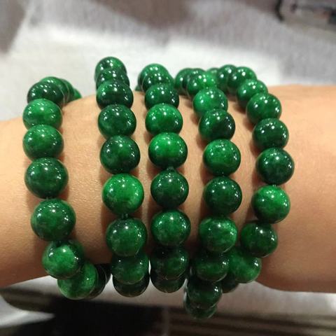 Pulsera de jade VERDE Natural para hombres y mujeres, brazalete de cuentas de jade, rosarios, pulseras de Jade, Esmeralda, oración, 108 ► Foto 1/5