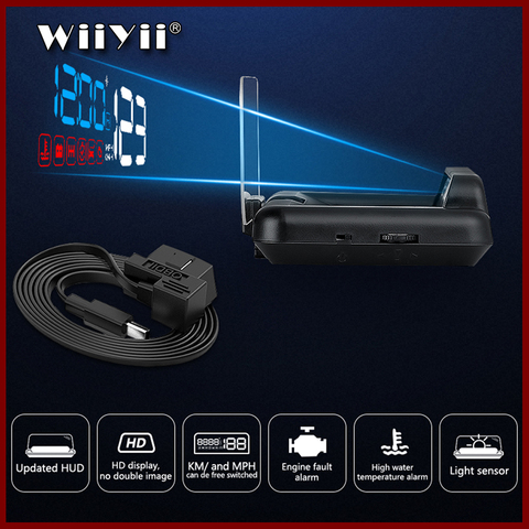 WiiYii-pantalla frontal de coche C500 HUD, proyector de velocidad, alarma de seguridad, temperatura del agua, exceso de velocidad, sistema de alarma de voltaje automático ► Foto 1/6