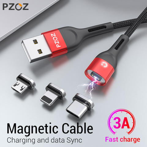 Cable magnético PZOZ Micro USB C adaptador de carga rápida Microusb tipo-c Cable de cargador magnético tipo C para iPhone Samsung Cable Xiaomi ► Foto 1/6