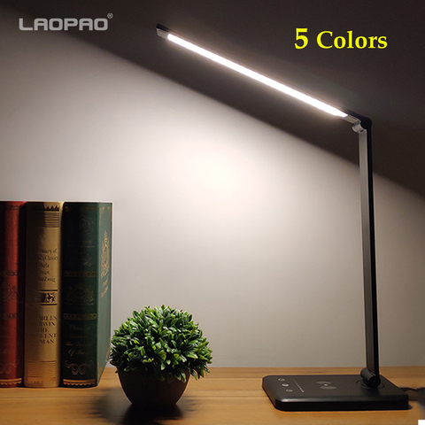 LAOPAO-Lámpara LED de escritorio de 52 uds, lámpara de escritorio con 5 colores, regulable, recargable por USB, lectura, protección ocular con temporizador, lámpara de mesa, luz nocturna ► Foto 1/6