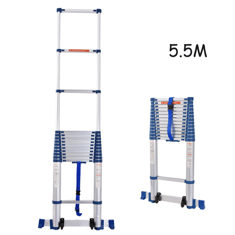 Escalera recta de aleación de aluminio para el hogar, accesorio grueso de una sola cara, de 14 escalones, portátil, JJS511, 5,5 M ► Foto 1/6