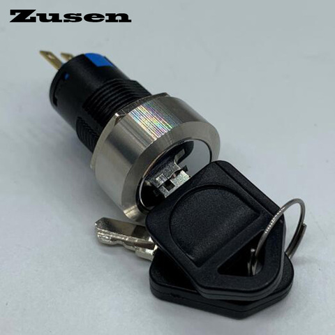 Zusen-Interruptor de llave de Metal, 16mm, 2 posiciones, encendido/apagado, 3 posiciones ► Foto 1/5