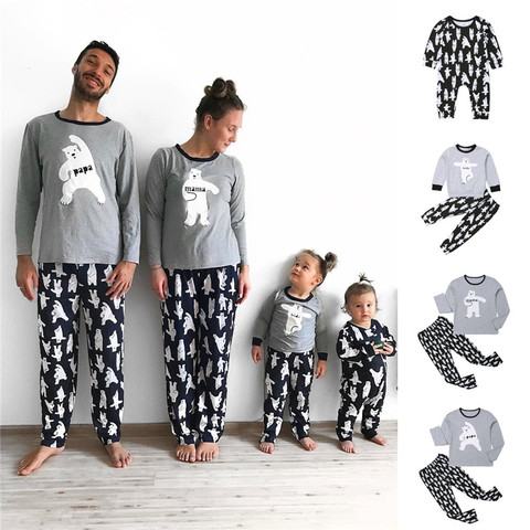 Conjunto de pijamas informales a juego con Oso de dibujos animados para niños, ropa de dormir familiar de Navidad, novedad ► Foto 1/6