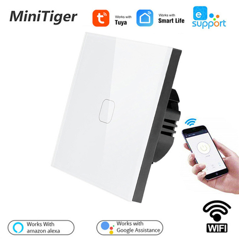 Interruptor táctil para luz, 1/2/3 entradas, 1 vía, enchufe de pared con WiFi, estándar UE, vida inteligente, ewelink para Google Home, Control por voz de Alexa ► Foto 1/6