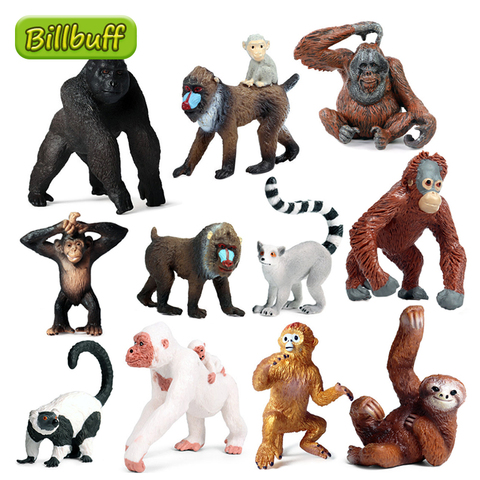 Simulación de Animal salvaje mono de PVC orangután, modelo de colección de figuras de acción en miniatura, juguete educativo de cognición para niños, regalo ► Foto 1/6