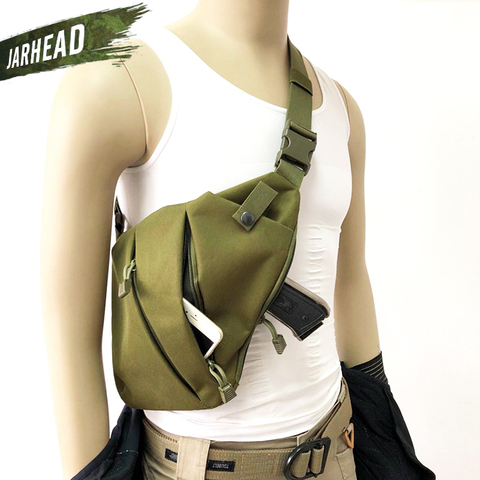 Al aire libre táctico almacenamiento pistola Holster bolsos de hombro hombres antirrobo pecho bolsa Nylon deportes caza bolsa de pistola cruzada ► Foto 1/6