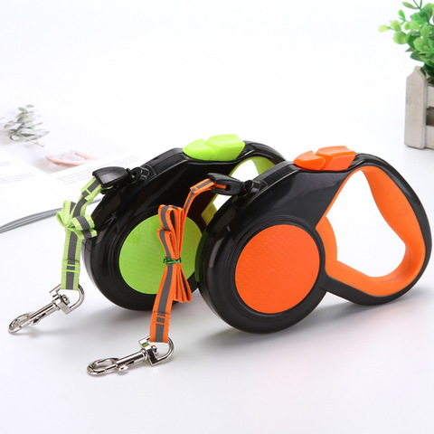 Correa reflectante luminosa para perros pequeños, medianos y grandes, retráctil, automático, Nylon ABS para caminar por la noche, 3/5/8M ► Foto 1/6