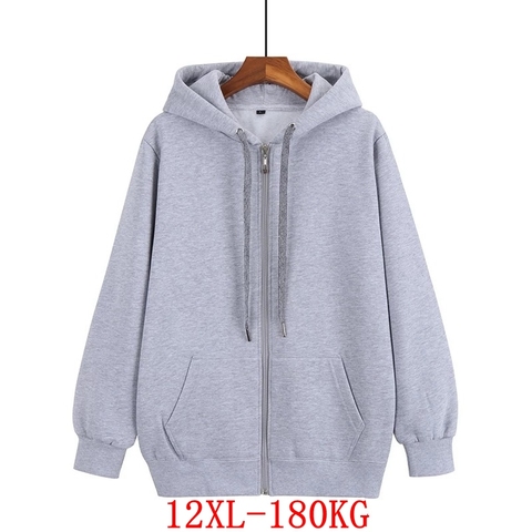 Sudadera con capucha para hombre de otoño e invierno de talla grande con cremallera 12XL de talla grande 7XL 8XL 9XL 10XL grueso Negro Azul Rojo gris abrigo grande ► Foto 1/6