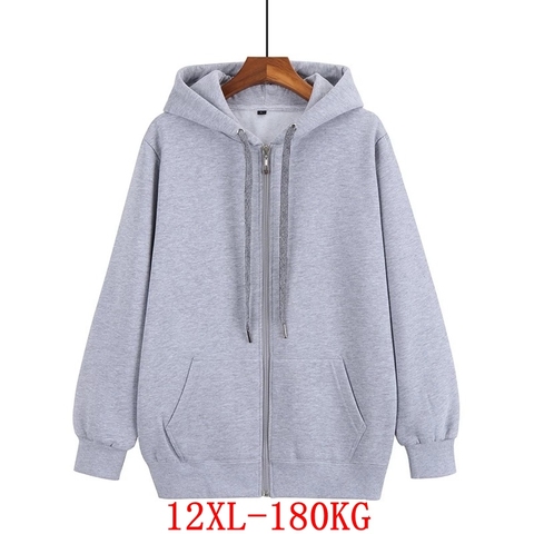 Sudadera con capucha para hombre de otoño e invierno de talla grande con cremallera 12XL de talla grande 7XL 8XL 9XL 10XL grueso Negro Azul Rojo gris abrigo grande ► Foto 1/6