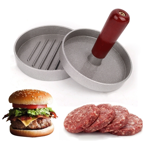 Molde para carne de hamburguesa, 9 cm, redondo, aleación de aluminio, para hamburguesas, carne, parrilla de ternera, molde para hacer hamburguesas ► Foto 1/6