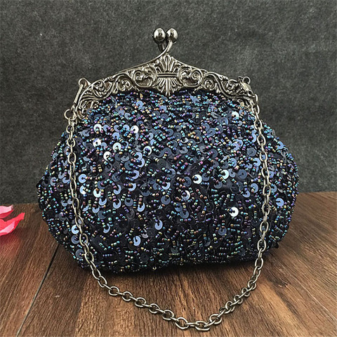 Bolso de mano con Diamantes de boda para mujer, Bolso de noche de cristal plateado, para fiesta, color dorado, azul cielo, WY06, novedad de 2022 ► Foto 1/4