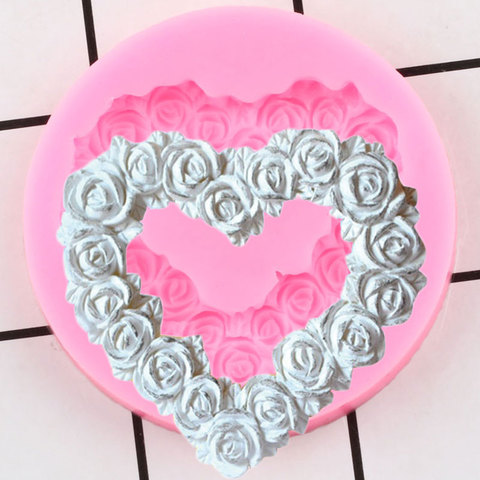 Forma de corazón molde de silicona flor Rosa boda utensilios para decoración de tortas con Fondant Cupcake Topper caramelo moldes para Chocolate y goma comestible ► Foto 1/6