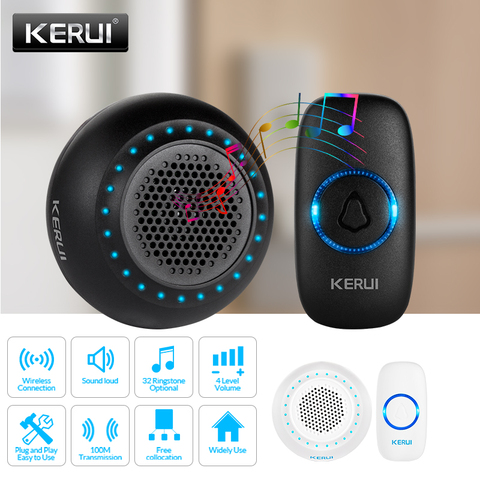 KREUI-Kit de timbre inteligente M523 para la seguridad del hogar, campanilla inalámbrica de puerta con LED colorido, botón, 433 MHz, impermeable ► Foto 1/6