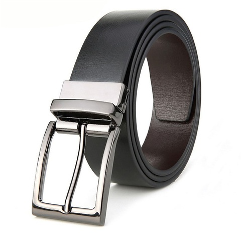 Cinturón Reversible de cuero genuino para hombre, cinturón masculino de doble cara con hebilla de Pin de alta calidad, estilo clásico e informal ► Foto 1/6