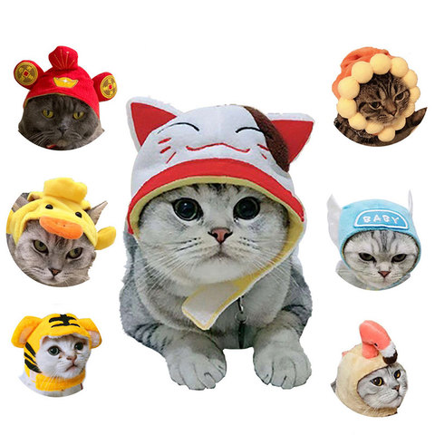 Sombrero de gato para gato girasol vestido traje sombrero para mascotas Cosplay Animal mantener caliente colorido estilo chino sombreros gato Accesorios ► Foto 1/6
