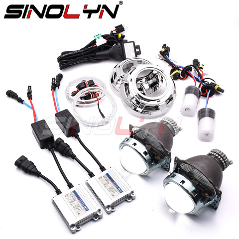 Sinolyn-Kit completo de lentes para faro delantero de coche, bi-xenon, Ojos de Ángel, lente de proyector HID 3,0 para H1 H4 H7 H11 9005 9006, accesorios de luces ► Foto 1/6