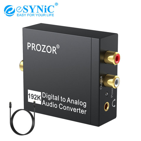 ESYNiC-Convertidor de Audio DAC 192kHz, convertidor de Audio Digital a analógico Coaxial Toslink a estéreo analógico L/R RCA 3,5mm, adaptador de Audio Jack ► Foto 1/6