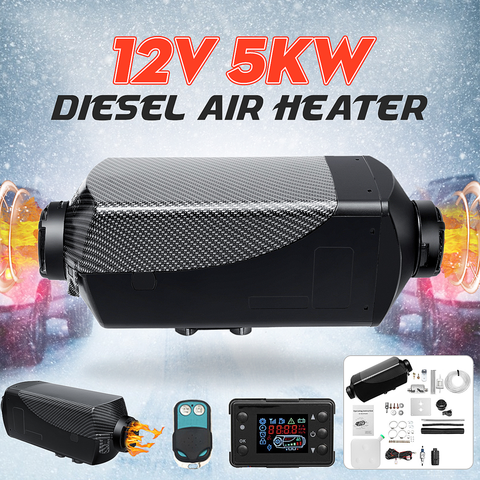 Calentador de coche 2000W aire calentador diesel 12V 2KW 5KW 8KW agujero para camiones Motor-Casa barcos LCD interruptor silenciador + Control remoto ► Foto 1/6