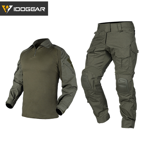 IDOGEAR-Traje de combate táctico G3, conjunto de camisa y pantalones con rodilleras, uniforme militar, de color verde camuflaje, ideal para Airsoft ► Foto 1/6