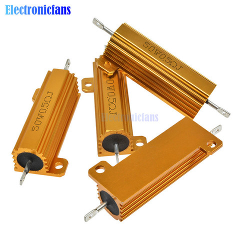 Carcasa metálica con potencia de aluminio de 50W con resistencia bobinada 5% 0.1R 0.5R 1R 1.5R 2R 8R 10R 20R 100R 1K ohm resistencia de carcasa de aluminio ► Foto 1/6