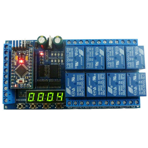 Cc 12V 8 canales Pro mini PLC placa relé escudo módulo para Arduino multifunción retardo temporizador interruptor ► Foto 1/6