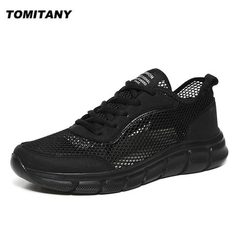 Zapatillas de deporte de malla para Hombre, zapatos informales ligeros transpirables con cordones para caminar, Tenis masculinos ► Foto 1/6