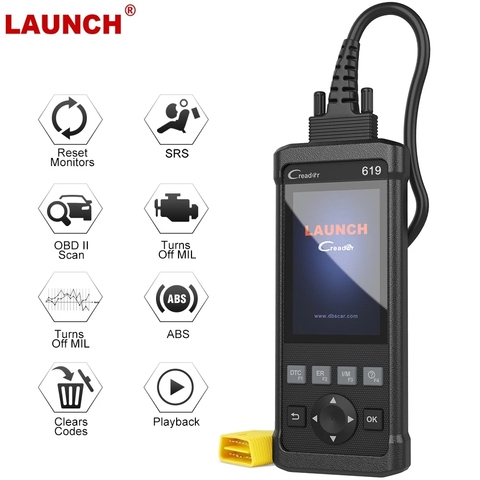 Launch-herramienta de diagnóstico automotriz CR619 Obd2, escáner automotriz, multilingüe, ABS, SRS, Airbag, reinicio, OBD 2, actualización gratuita ► Foto 1/6