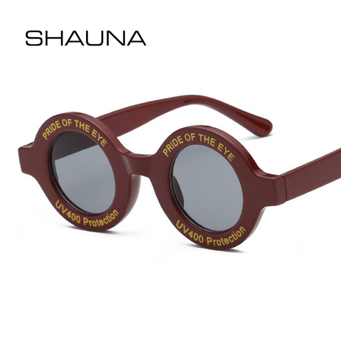 SHAUNA Ins-gafas de sol redondas y pequeñas para mujer, lentes populares Retro con marco con letras, UV400 ► Foto 1/6