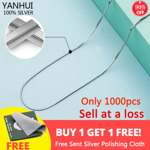 ¡90% de descuento! YANHUI 100% macizo auténtico de plata 925 1mm cadena víbora collar de las mujeres de la joyería de bricolaje accesorios diarios declaración collar N520 ► Foto 1/6