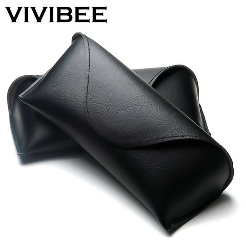 VIVIBEE-estuche para gafas de sol unisex, estuche para gafas de sol unisex, de cuero sintético, caja de anteojos unisex, color negro ► Foto 1/6