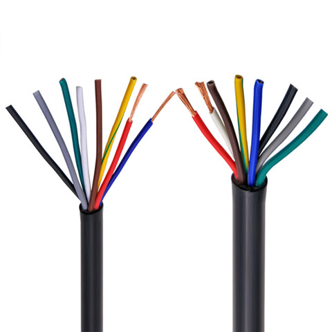 RVV-cable de señal de control, negro, 15AWG, 1,5 MM, 2 núcleos, 3 núcleos, 4 núcleos, 5 núcleos, 6 núcleos, 7 núcleos, 8 núcleos, 10 núcleos, 12 núcleos, 16 núcleos, 20 ► Foto 1/6