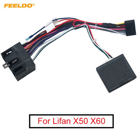 FEELDO-reproductor multimedia con Android Adaptador de Cable de alimentación para coche, dispositivo de Audio de 16 pines con caja Canbus para Lifan X50 X60, enchufes de arnés de cableado ESTÉREO ► Foto 1/6