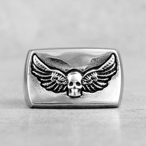 Anillos de acero inoxidable con alas de calavera para hombre, joyas de motorista Punk, estilo gótico Vintage, regalo creativo, venta al por mayor ► Foto 1/6