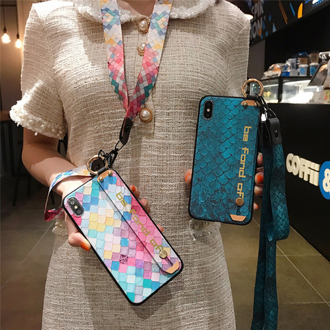 Funda con cordón para Xiaomi Redmi Note 9S 9 Pro 8 7 4X 10X Pro Mi A1 A2 5X 6X, carcasa de teléfono con soporte para el cuello ► Foto 1/6