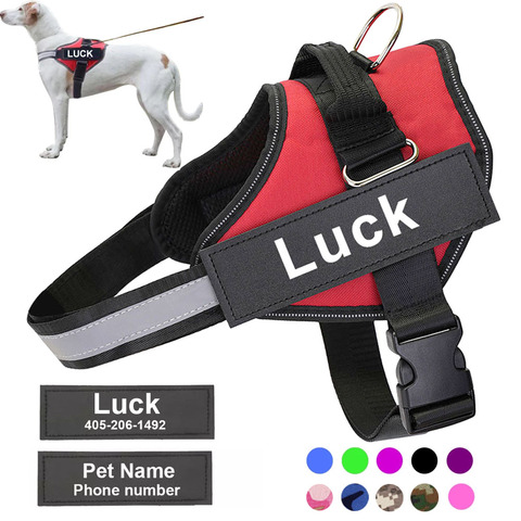 Arnés para perro personalizado reflectante ajustable Chaleco con arnés para mascota para perro pequeño y grande con parche personalizado suministros para caminar para perro ► Foto 1/6