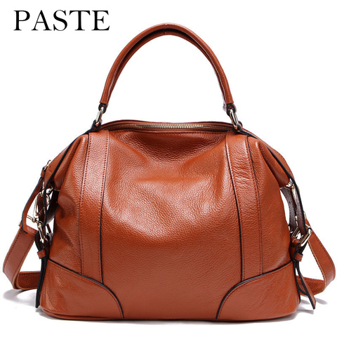 PASTE-Bolso de mano grande para mujer, bandolera grande de diseñador de marca, bolso de mano 100% de cuero Real, bolsa de viaje con hebilla dorada ligera ► Foto 1/6