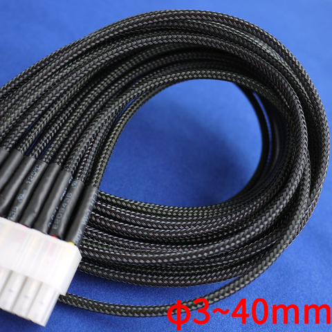 Negro trenzadas PET manga de alambre de 3 4 6 8 10 12 14 16 20 25 30 35 40 mm ajuste alto densidad Cable aislado proteger ampliable funda ► Foto 1/5