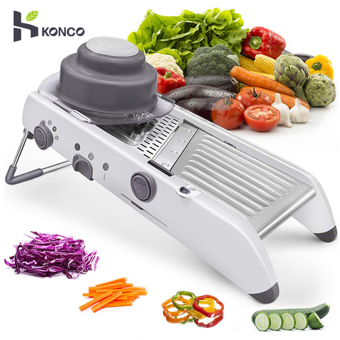 Cortador de vegetales profesional, mandolina Manual, Rallador con cuchillas ajustables de acero inoxidable 304, herramienta de cocina ► Foto 1/6