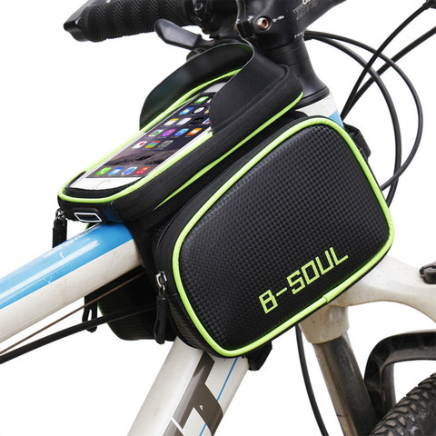 Bolsa de ciclismo con pantalla táctil de 6,2 pulgadas para hombre, resistente al agua, para cuadro frontal de bicicleta de montaña o carretera, Bolsa de tubo superior, accesorios para bicicleta ► Foto 1/6