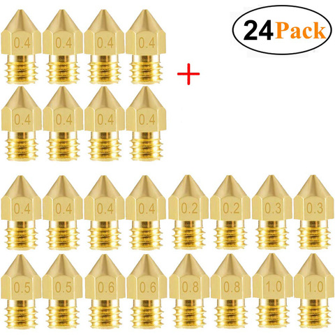 24 Uds 3D boquillas para impresoras MK8 extrusora boquillas 0,2mm 0,3mm 0,4mm 0,5mm 0,6mm 0,8mm 1,0mm para Makerbot Creality CR10 Ender 3 5 ► Foto 1/5