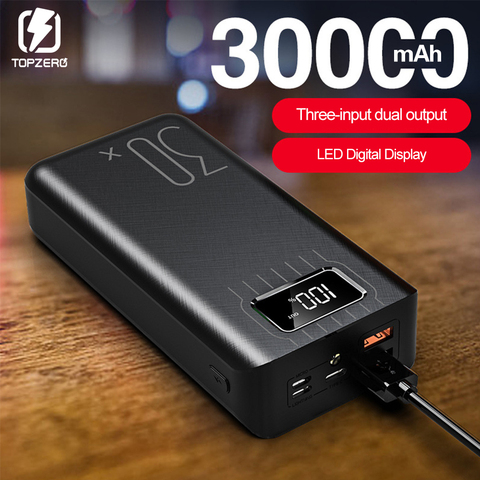 Banco de energía de 30000mAh pantalla Digital LED banco de energía de carga rápida USB Dual para Samsung iPhone 11 Pro batería externa ► Foto 1/6