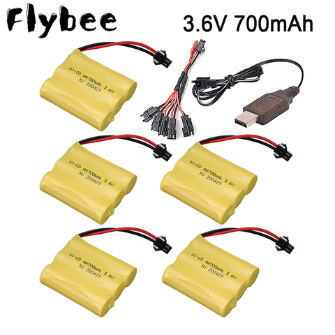 Batería NiCD de 3,6 v 700 mah + cargador para tanques de juguete Rc trenes Robot barco pistola ni-cd AA 700 mah 3,6 v batería recargable ► Foto 1/5